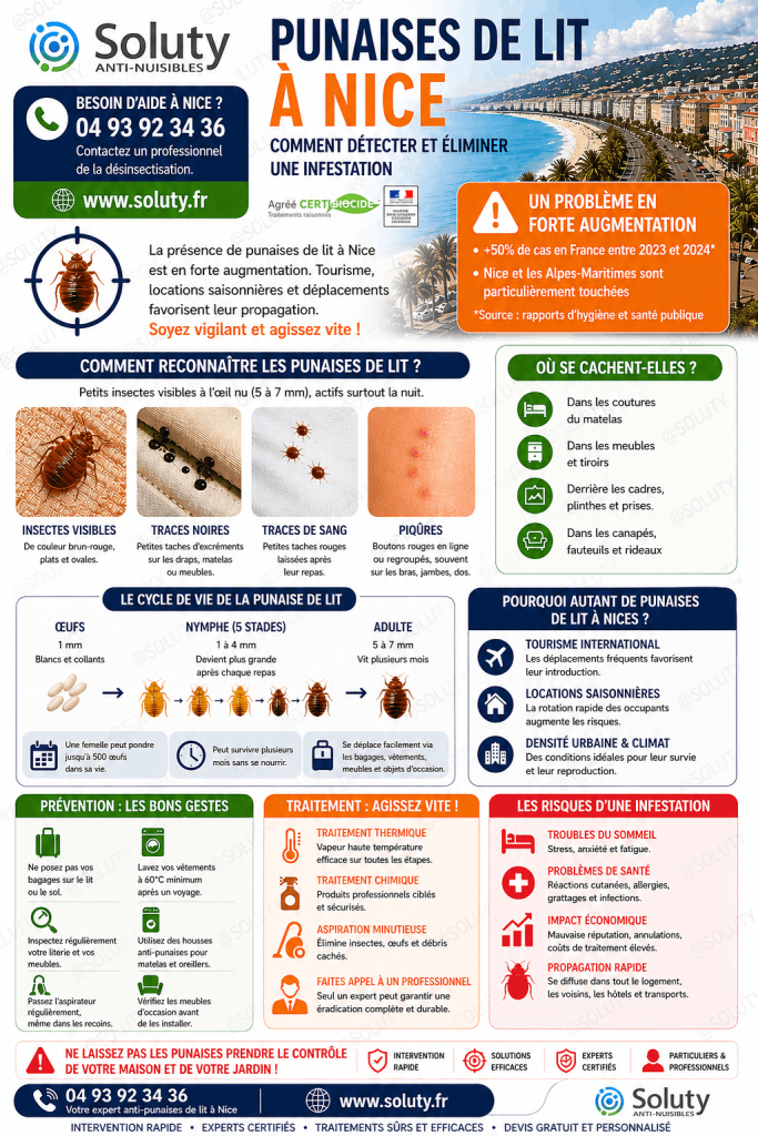 conseils et informations sur la lutte anti punaises de lit sur la commune de Nice par un professionnel antiparasitaire
