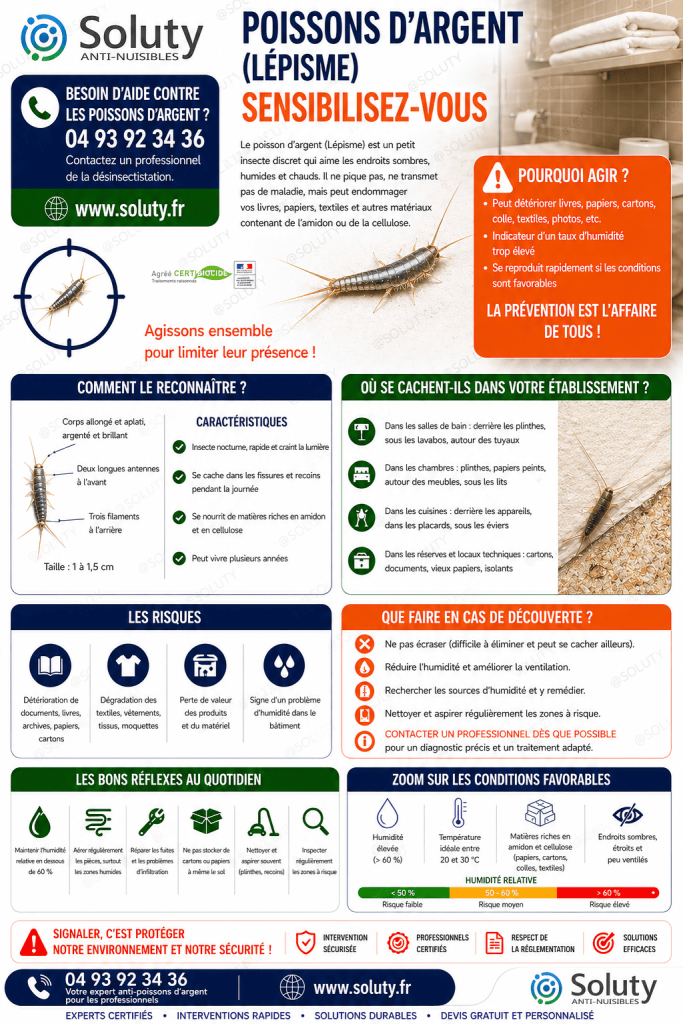 Conseils et informations dans la lutte anti poissons d'argent ou lépisme par un professionnel de la lutte antiparasitaire 