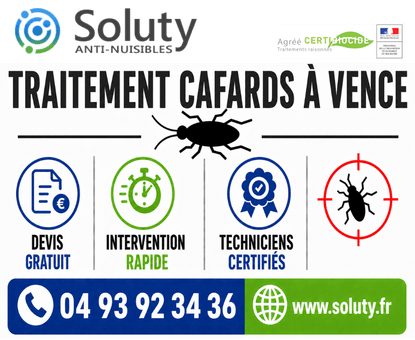 infographie de notre ENTREPRISE DE TRAITEMENT ANTI BLATTES À Vence avec devis gratuit + intervention rapide + techniciens certifiés + numéro de téléphone + adresse mail
