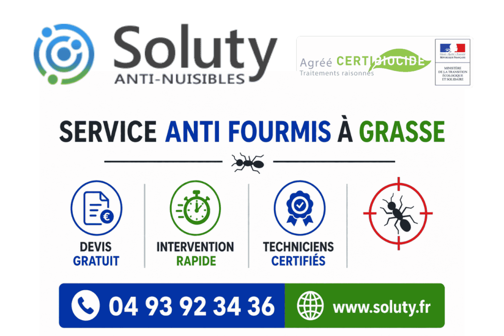 infographie de notre ENTREPRISE DE TRAITEMENT ANTI FOURMIS À Grasse avec devis gratuit + intervention rapide + techniciens certifiés + numéro de téléphone + adresse mail

