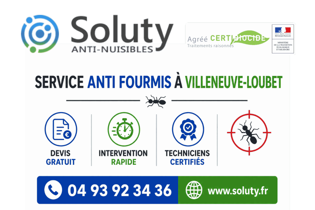 infographie de notre ENTREPRISE DE TRAITEMENT ANTI FOURMIS À Villeneuve-Loubet avec devis gratuit + intervention rapide + techniciens certifiés + numéro de téléphone + adresse mail
